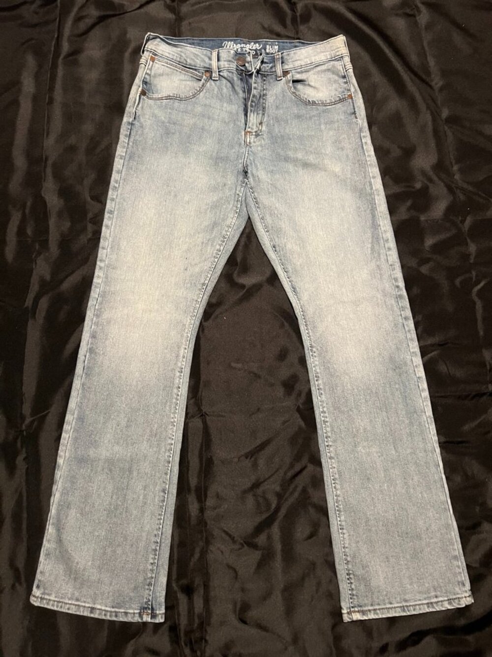 Wrangler Retro Slim Boot Jeans 31x34 Light Wash Denim Mens